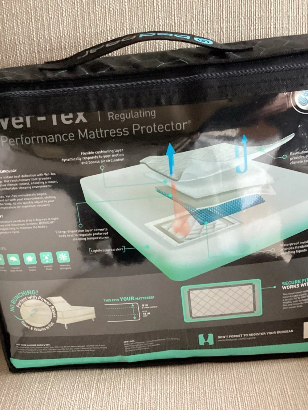 Bedgear Ver-Tex 6.0 performance Mattress Protector - temp regulating Twin XL